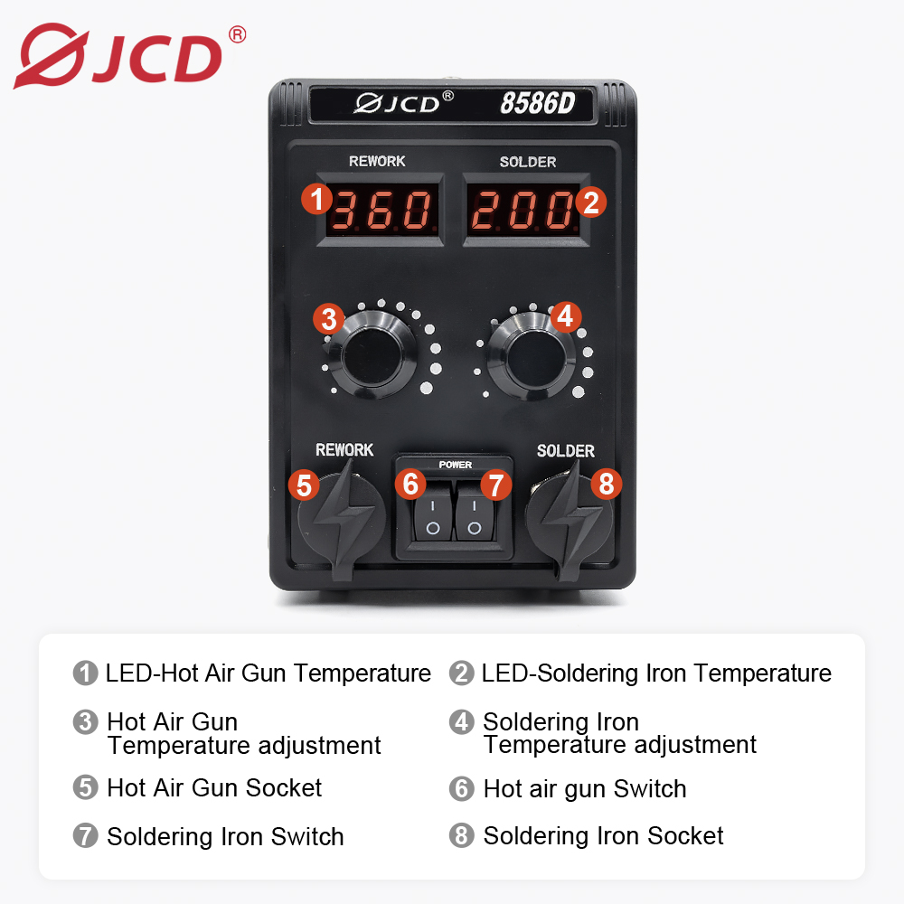 JCD 750W 8586D Soldering Stati - 2 In 1 Soldering Rework Station 750W recension och pris