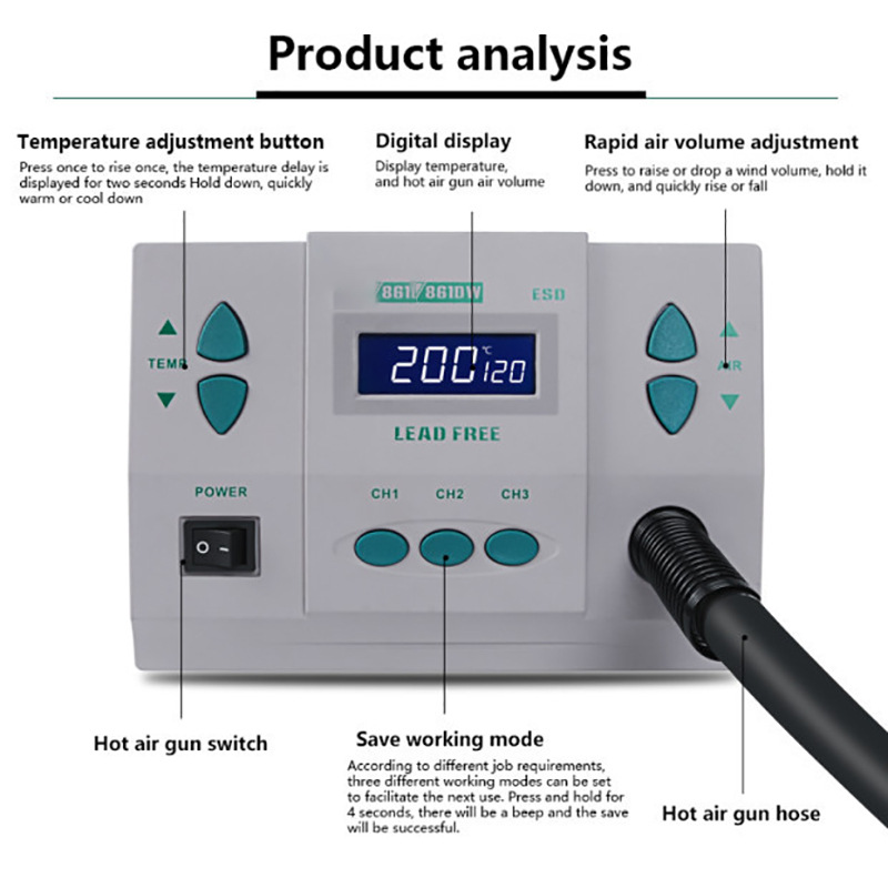 1000W220/110V 861DW HeatGun Le - Hot Air Rework Station 861Dw recension och pris