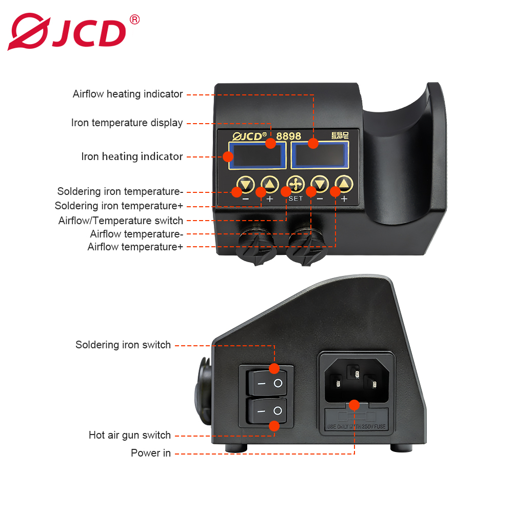 JCD 8898 750W Soldering Statio - 2 In 1 Soldering Rework Station 750W recension och pris