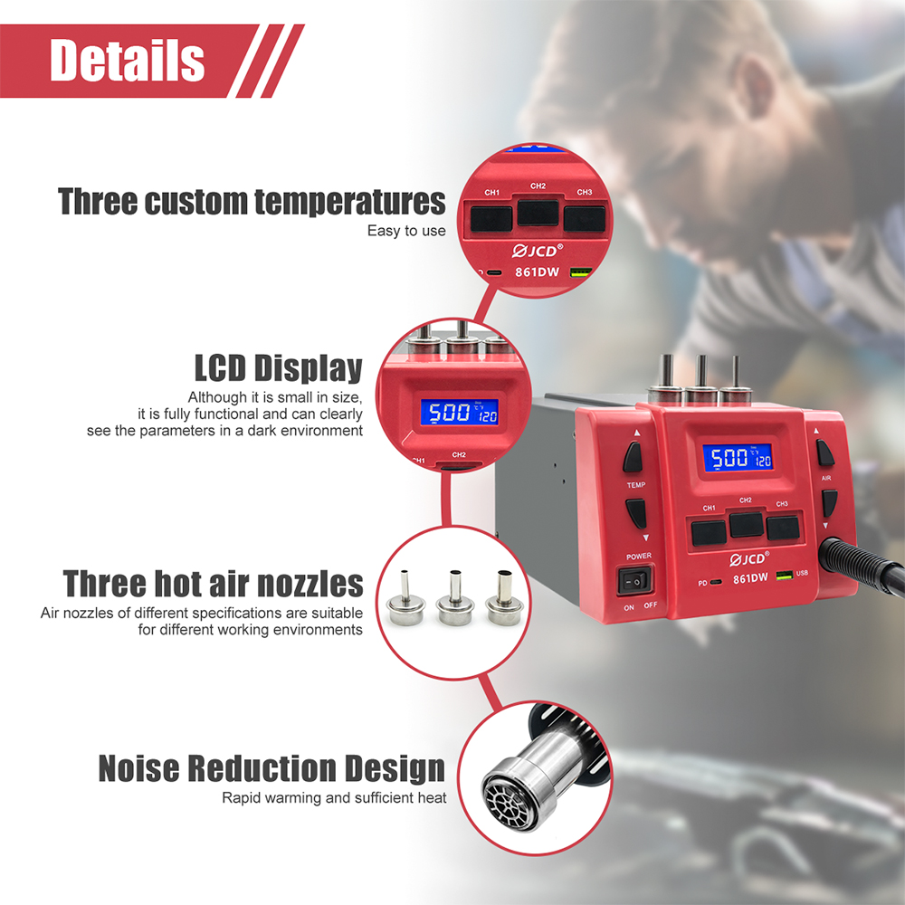 JCD 861DW Hot Air Gun 1000W Hi - Hot Air Rework Station 861Dw recension och pris