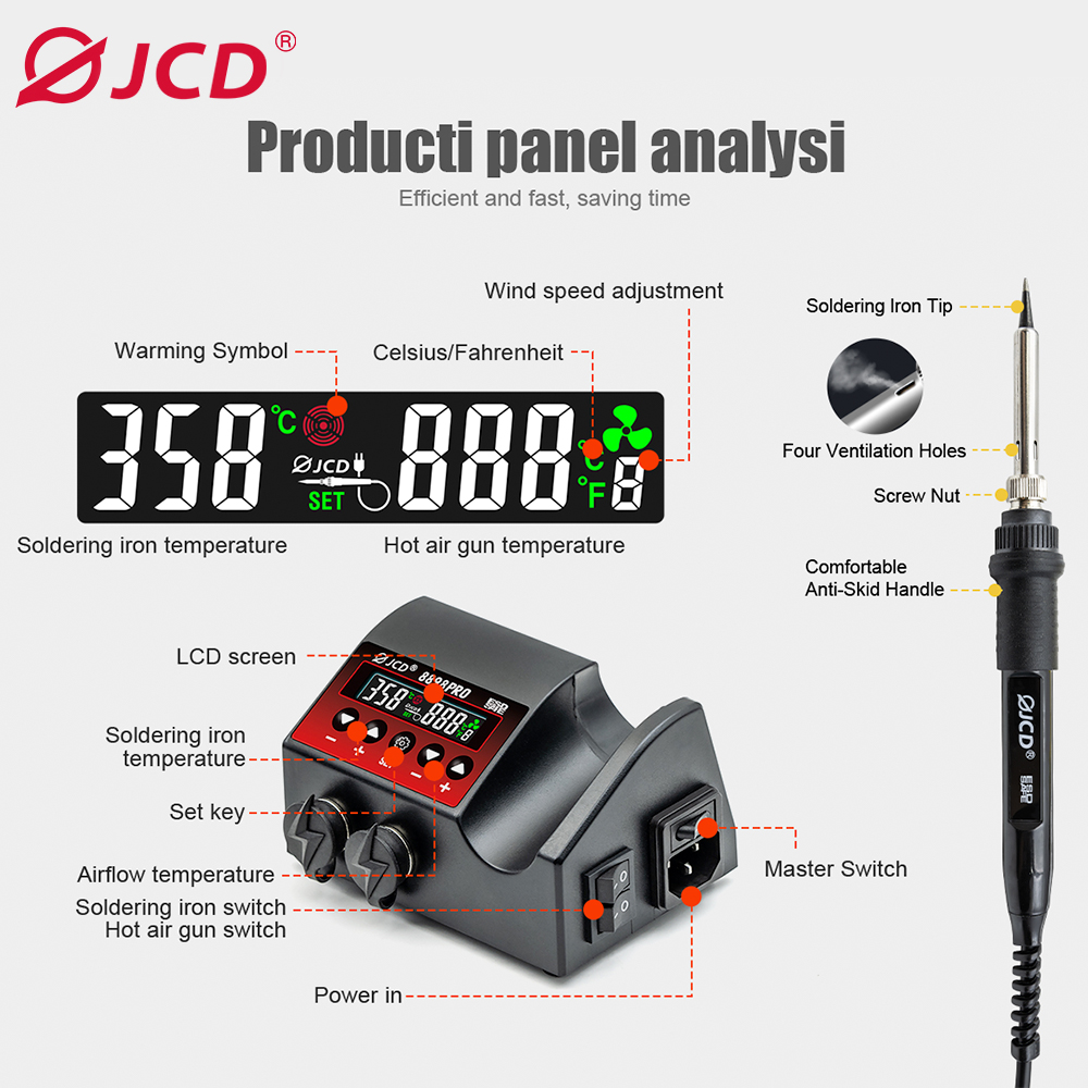 JCD 8898Pro 2 in 1 Soldering S - 2 In 1 Soldering Rework Station 750W recension och pris